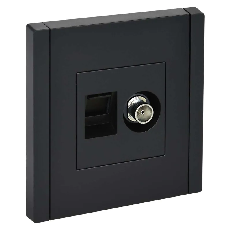 Розетка ТВ+RJ45 6Е Forte&Piano черная IP20 IEK_1