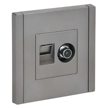 Розетка ТВ+RJ45 5E Forte&Piano сталь IP20 IEK