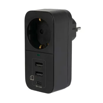 Изображение товара Адаптер сетевой Фотон 4000 Вт с заземлением и USB портами черный Изображение товара Адаптер сетевой Фотон 4000 Вт с заземлением и USB портами черный