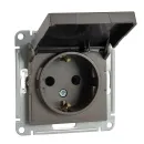 Механизм розетки с заземлением со шторками и крышкой AtlasDesign мокко IP20 Systeme Electric_1