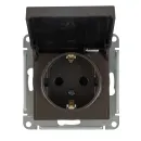 Механизм розетки с заземлением со шторками и крышкой AtlasDesign мокко IP20 Systeme Electric_2