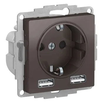 Изображение товара Механизм розетки с USB 2 шт AtlasDesign мокко Systeme Electric встраиваемый Изображение товара Механизм розетки с USB 2 шт AtlasDesign мокко Systeme Electric встраиваемый
