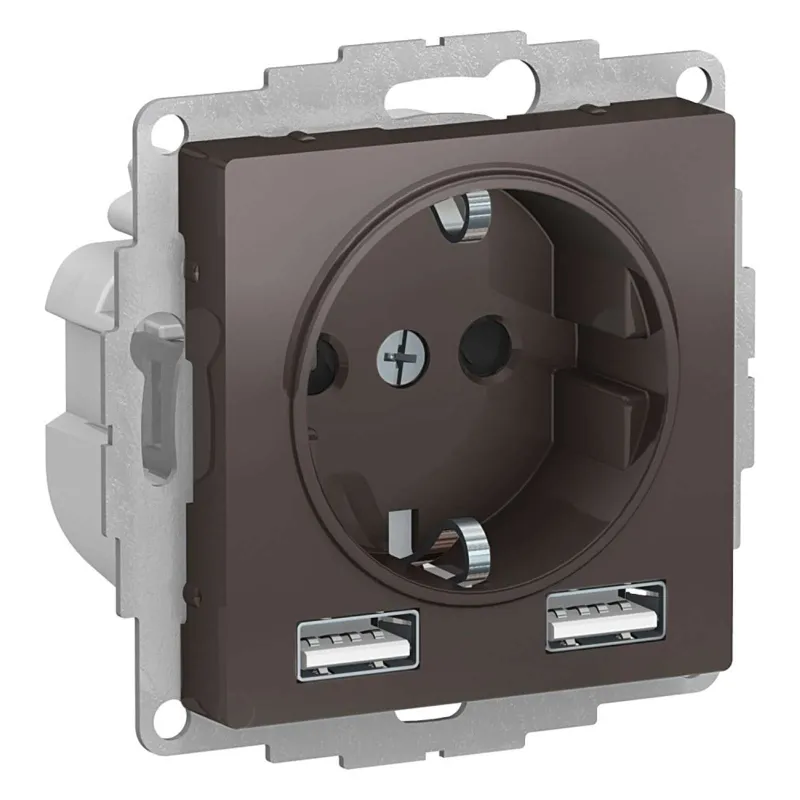 Механизм розетки с USB-2шт AtlasDesign мокко IP20 Systeme Electric_1