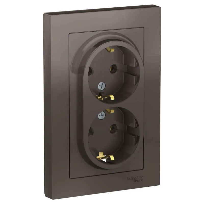 Розетка двухместная с заземлением AtlasDesign мокко IP20 Systeme Electric_1