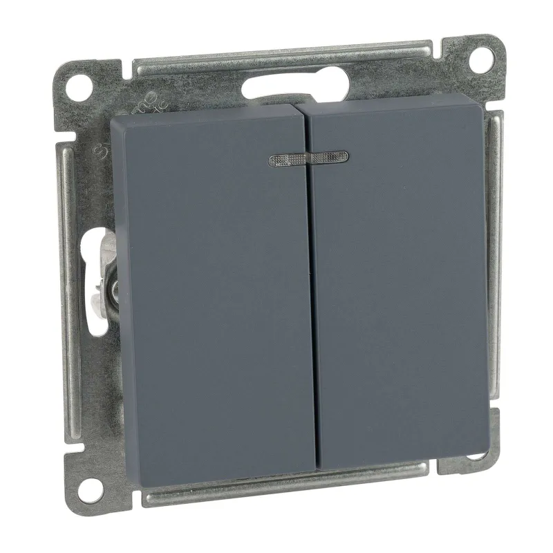 Механизм выключателя двухклавишный с подсветкой AtlasDesign грифель IP20 Systeme Electric_1