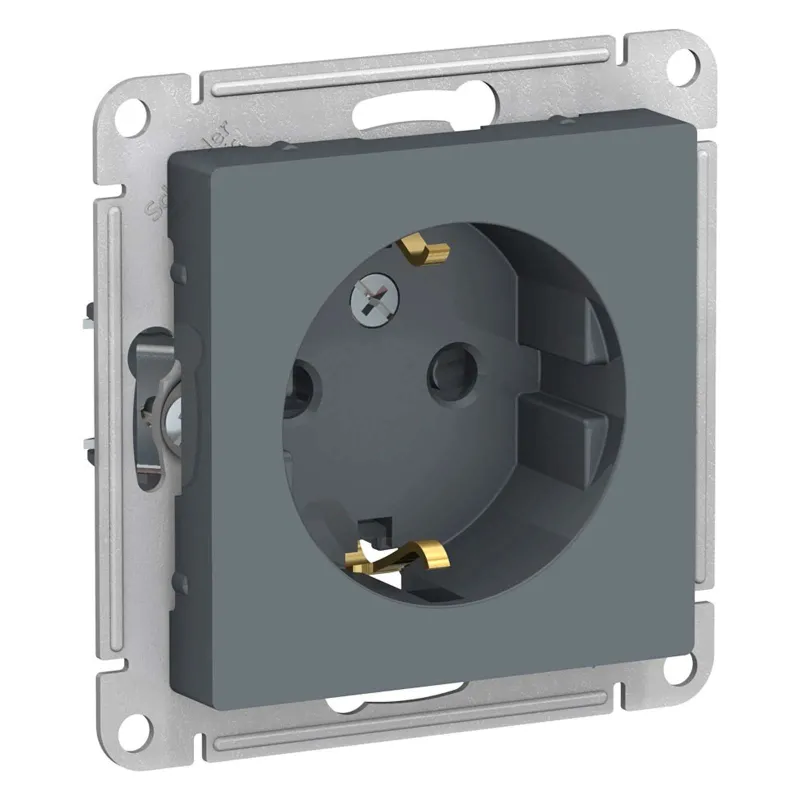 Механизм розетки с заземлением со шторками AtlasDesign грифель IP20 Systeme Electric_1