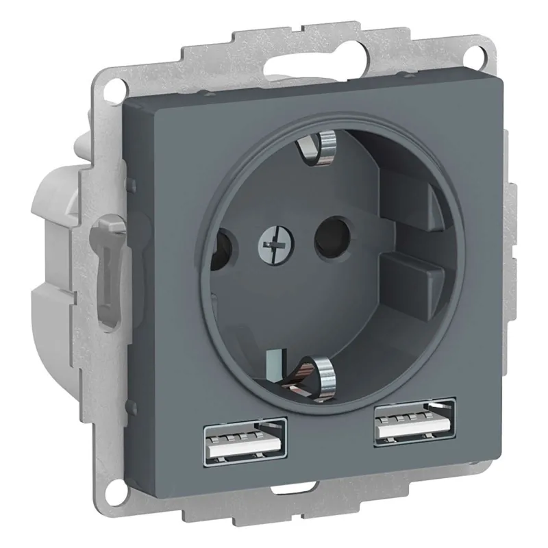 Механизм розетки с USB-2шт AtlasDesign грифель IP20 Systeme Electric_1