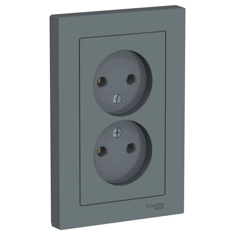 Розетка двухместная без заземления AtlasDesign грифель IP20 Systeme Electric_1