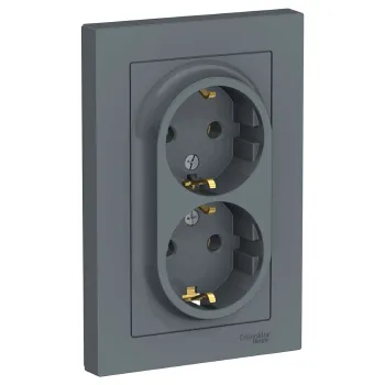 Розетка двухместная с заземлением AtlasDesign грифель IP20 Systeme Electric