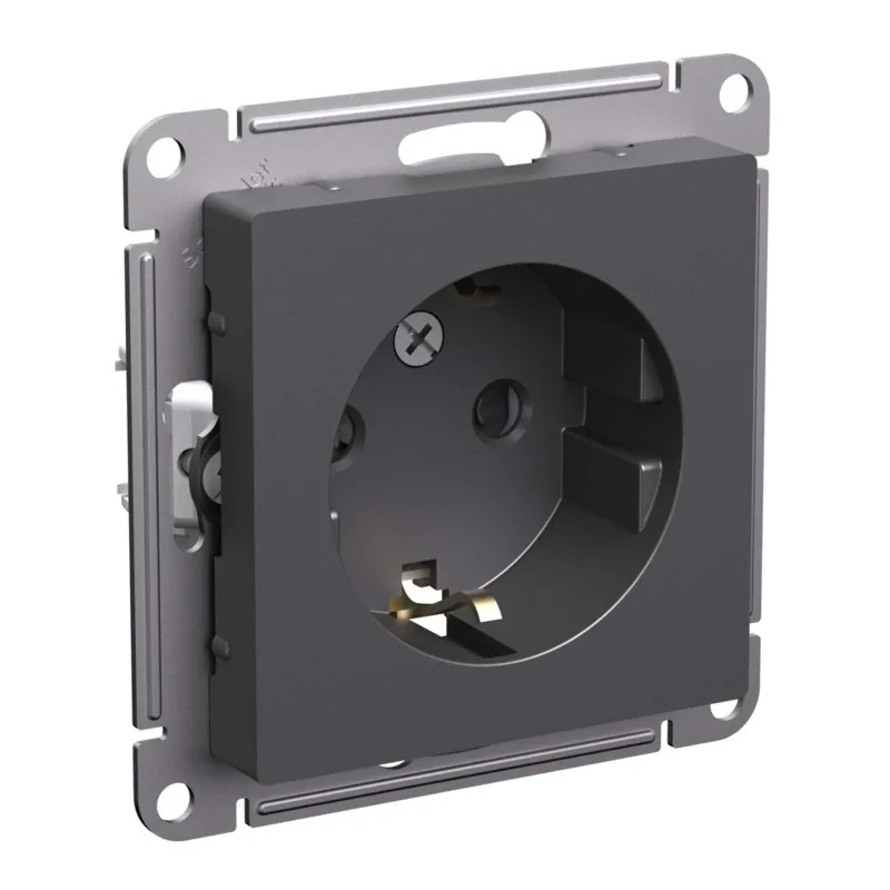 Механизм розетки с заземлением со шторками AtlasDesign базальт IP20 Systeme Electric_1
