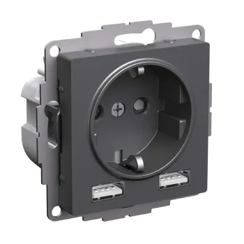Изображение товара Механизм розетки с USB AtlasDesign Systeme Electric встраиваемый базальт IP20 Изображение товара Механизм розетки с USB AtlasDesign Systeme Electric встраиваемый базальт IP20
