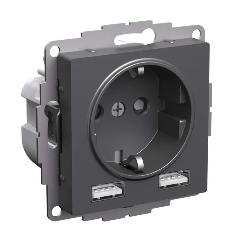 Механизм розетки с USB-2шт AtlasDesign базальт IP20 Systeme Electric_1