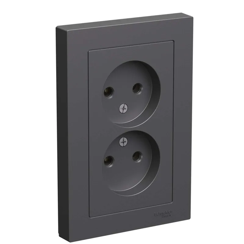 Розетка двухместная без заземления AtlasDesign базальт IP20 Systeme Electric_1