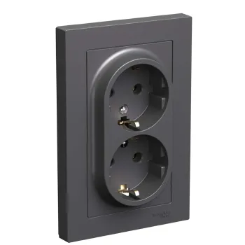Розетка двухместная с заземлением AtlasDesign базальт IP20 Systeme Electric