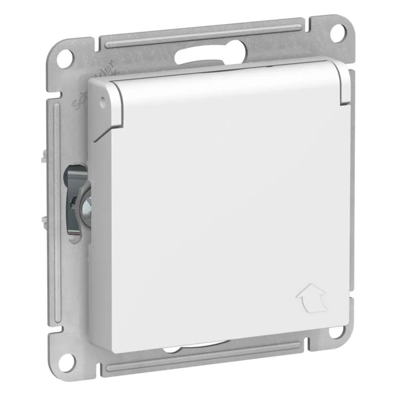 Механизм розетки с заземлением со шторками и крышкой AtlasDesign лотос IP20 Systeme Electric_1