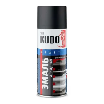 Изображение товара Эмаль аэрозольная алкидная Kudo черная матовая 0,52л для радиаторов Изображение товара Эмаль аэрозольная алкидная Kudo черная матовая 0,52л для радиаторов