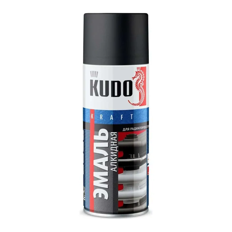 Эмаль аэрозольная алкидная для радиаторов Kudo черная матовая 0,52л_1