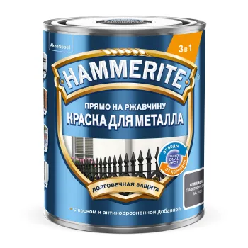 Изображение товара Краска по металлу Hammerite 3в1 графитовая глянцевая 0,75 л RAL 7024 Изображение товара Краска по металлу Hammerite 3в1 графитовая глянцевая 0,75 л RAL 7024