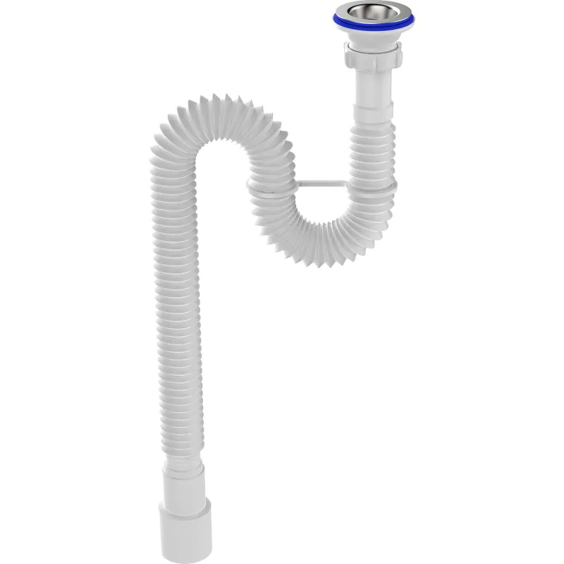 Гофросифон для кухонной мойки и раковины 1 1/4"х40/50 Aquant 1100мм с нержавеющей решеткой_1