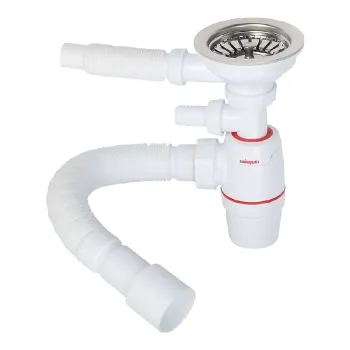 Изображение товара Сифон для мойки 3 1/2"х40 с нержавеющей решеткой и гибкой трубой Wirquin Neo Изображение товара Сифон для мойки 3 1/2"х40 с нержавеющей решеткой и гибкой трубой Wirquin Neo