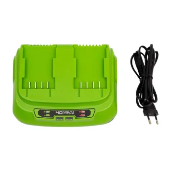 Изображение товара Зарядное устройство Greenworks 40V 8А для двух аккумуляторов Li-Ion Изображение товара Зарядное устройство Greenworks 40V 8А для двух аккумуляторов Li-Ion