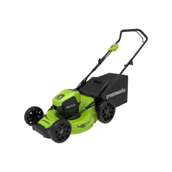 Изображение товара Аккумуляторная газонокосилка Greenworks GD40LM46HP 40V с травосборником 55 л Изображение товара Аккумуляторная газонокосилка Greenworks GD40LM46HP 40V с травосборником 55 л