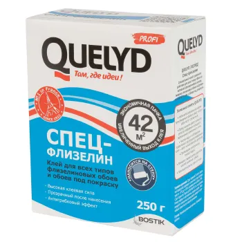 Изображение товара Клей обойный Quelyd Спец-Флизелин для флизелиновых обоев 250 г Изображение товара Клей обойный Quelyd Спец-Флизелин для флизелиновых обоев 250 г