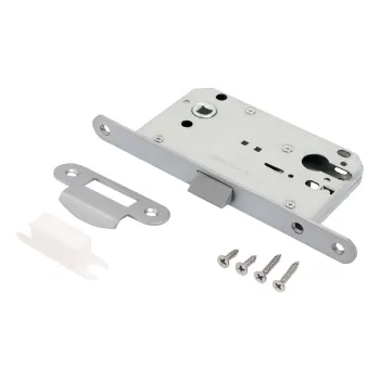 Изображение товара Защелка межкомнатная под цилиндровый механизм Аллюр матовый хром Изображение товара Защелка межкомнатная под цилиндровый механизм Аллюр матовый хром