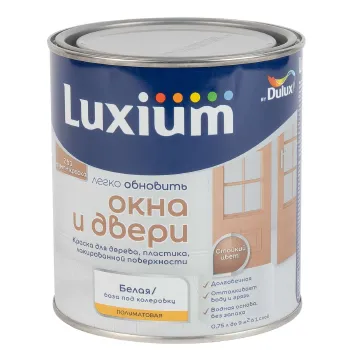 Изображение товара Краска для окон и дверей Luxium полуматовая 0,75л база BW Изображение товара Краска для окон и дверей Luxium полуматовая 0,75л база BW