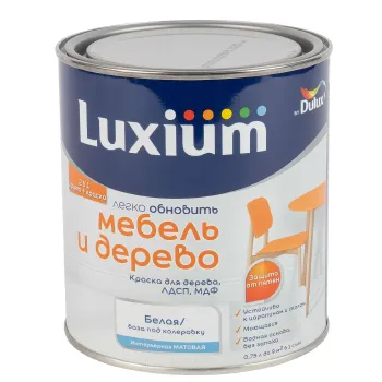 Изображение товара Краска для мебели и дерева Luxium Мебель и Дерево матовая 0,75л акриловая для деревянных поверхност Изображение товара Краска для мебели и дерева Luxium Мебель и Дерево матовая 0,75л акриловая для деревянных поверхност