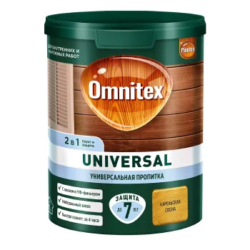 Изображение товара Пропитка 2в1 Omnitex Universal карельская сосна полуматовая 0,9л Изображение товара Пропитка 2в1 Omnitex Universal карельская сосна полуматовая 0,9л