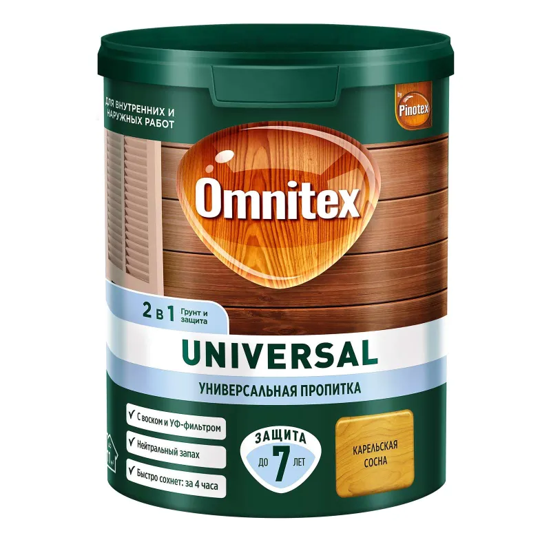 Пропитка 2в1 Omnitex Universal карельская сосна полуматовая 0,9л_1