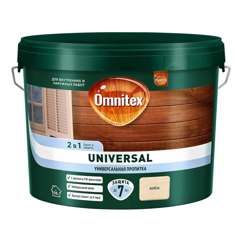 Пропитка 2в1 Omnitex Universal береза полуматовая 9л_1