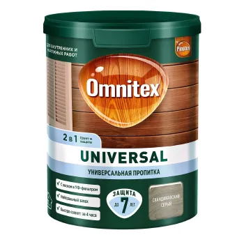 Изображение товара Пропитка для дерева Omnitex Universal 2 в 1 скандинавский серый 0.9 л Изображение товара Пропитка для дерева Omnitex Universal 2 в 1 скандинавский серый 0.9 л