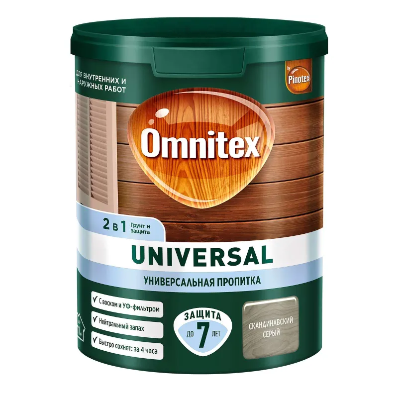 Пропитка 2в1 Omnitex Universal скандинавский серый полуматовая 0,9л_1