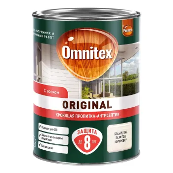 Изображение товара Декоративно-защитное средство для дерева Omnitex Original 0,9л белое полуматовое Изображение товара Декоративно-защитное средство для дерева Omnitex Original 0,9л белое полуматовое