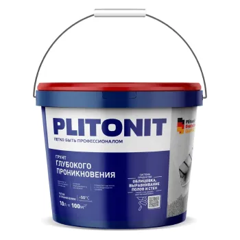 Изображение товара Грунтовка глубокого проникновения Plitonit 10л для внутренних и наружных работ Изображение товара Грунтовка глубокого проникновения Plitonit 10л для внутренних и наружных работ