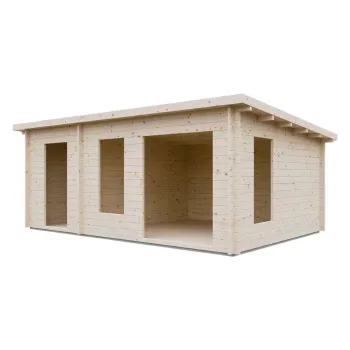 Изображение товара Дом садовый 21м² Стандарт с хозблоком из бруса 44мм сборной конструкции Изображение товара Дом садовый 21м² Стандарт с хозблоком из бруса 44мм сборной конструкции