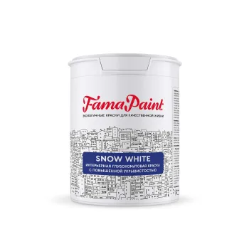 Краска интерьерная для влажных помещений Snow White глубокоматовая (база С) 2,2л Fama Paint