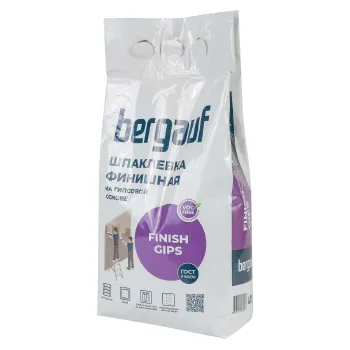Изображение товара Гипсовая финишная шпаклевка Bergauf Finish Gips 5 кг для внутренних работ поверхность идеально глад Изображение товара Гипсовая финишная шпаклевка Bergauf Finish Gips 5 кг для внутренних работ поверхность идеально глад
