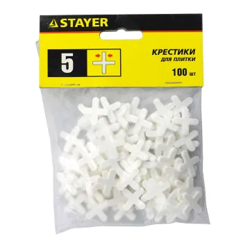Изображение товара Крестики для плитки Stayer 5 мм 100 штук - удобный набор для ровных швов Изображение товара Крестики для плитки Stayer 5 мм 100 штук - удобный набор для ровных швов