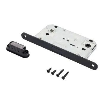 Изображение товара Магнитная межкомнатная защелка Аллюр черная с фиксатором Изображение товара Магнитная межкомнатная защелка Аллюр черная с фиксатором