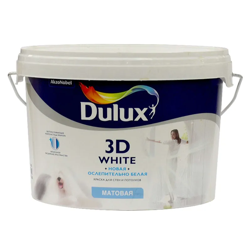Краска для стен и потолков Dulux 3D White белая база BW 2,5 л_1