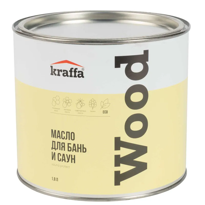 Масло для бань и саун Kraffa бесцветное матовое 1,8л_1