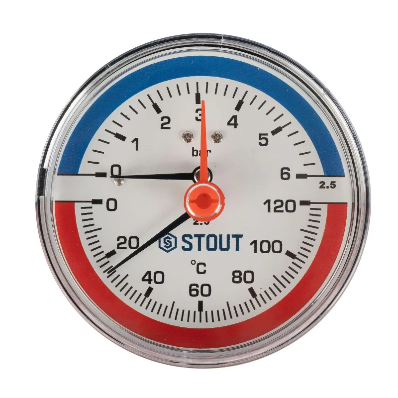 Термоманометр аксиальный 80мм 1\2" Stout_1