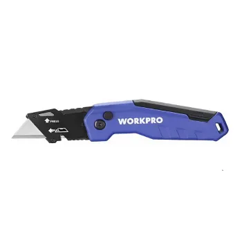 Изображение товара Складной нож Workpro с трапециевидными лезвиями и алюминиевым корпусом Изображение товара Складной нож Workpro с трапециевидными лезвиями и алюминиевым корпусом