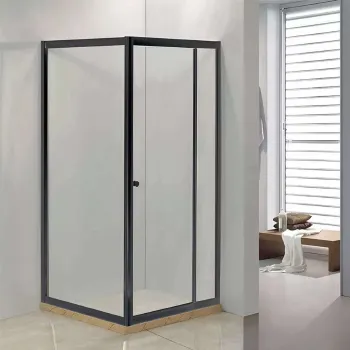 Изображение товара Душевой уголок Comforty 90х90 см стекло прозрачное 6 мм профиль чёрный Изображение товара Душевой уголок Comforty 90х90 см стекло прозрачное 6 мм профиль чёрный