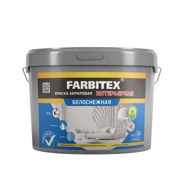 Изображение товара Интерьерная сухая краска белоснежная 25кг Farbitex для стен потолков Изображение товара Интерьерная сухая краска белоснежная 25кг Farbitex для стен потолков