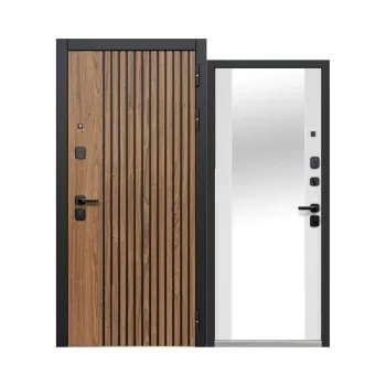 Изображение товара Входная дверь Luxor 2МДФ с зеркалом и рейкой белая орех правая 860мм Изображение товара Входная дверь Luxor 2МДФ с зеркалом и рейкой белая орех правая 860мм