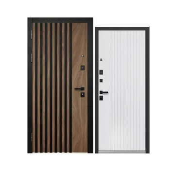 Изображение товара Входная дверь Luxor 2МДФ 3Д Рейка орех американский мокко белый левый 860мм Изображение товара Входная дверь Luxor 2МДФ 3Д Рейка орех американский мокко белый левый 860мм